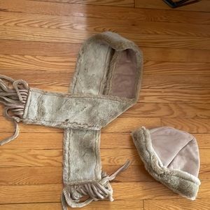 Faux Suede & Fur Eskimo Hat and Scarf Set. New condition!! Soft and cozy.